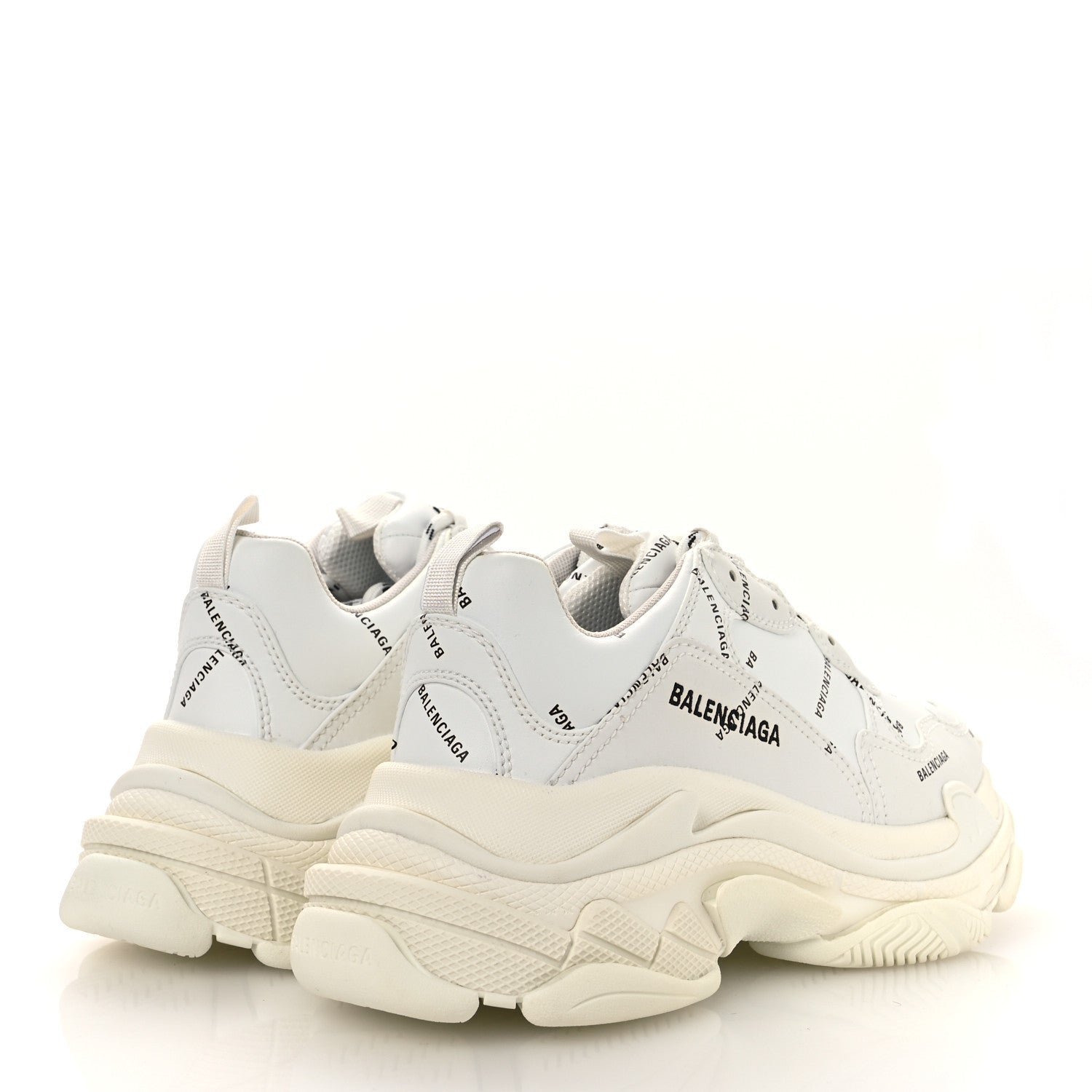 TECHNICAL FABRIC ALLOVER LOGO WOMENS TRIPLE S SNEAKERS WHITE BLACK