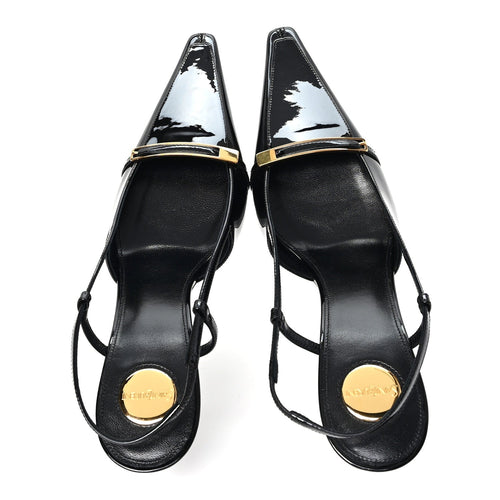 PATENT CALFSKIN JACQUELINE 75 SLINGBACK PUMPS BLACK