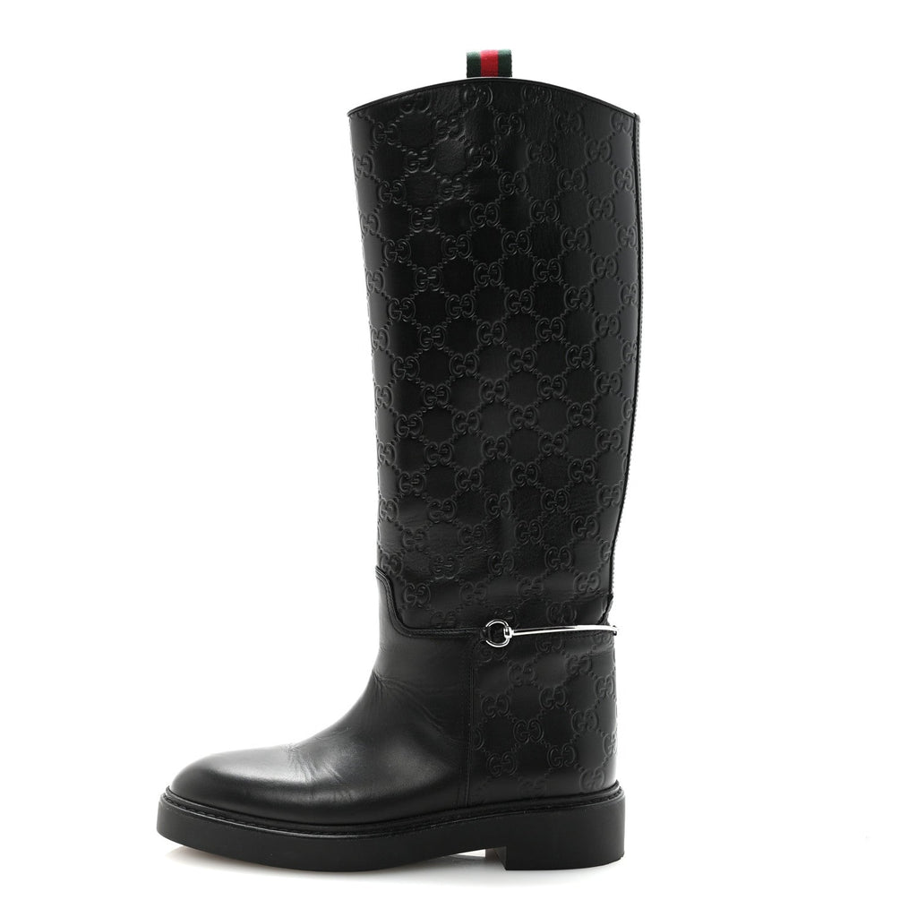 GUCCISSIMA MICHELANGELO SLIM HORSEBIT RIDING BOOTS BLACK