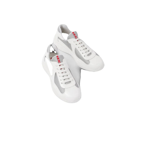 Prada Patent-Leather And Technical-Fabric America's Cup Sneakers - White