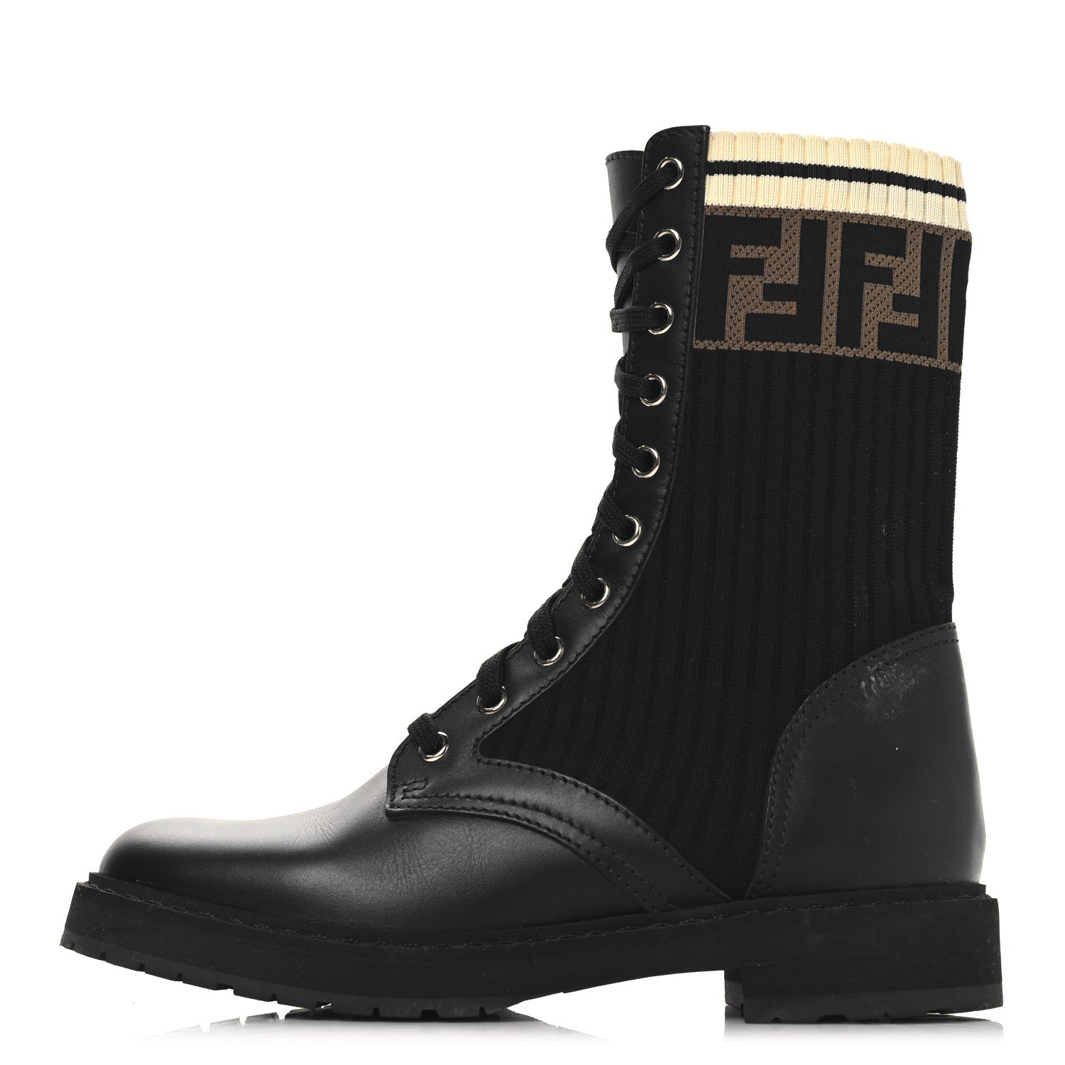 CALFSKIN STRETCH FABRIC ROCKOKO BIKER BOOTS TOBACCO BLACK MARINO