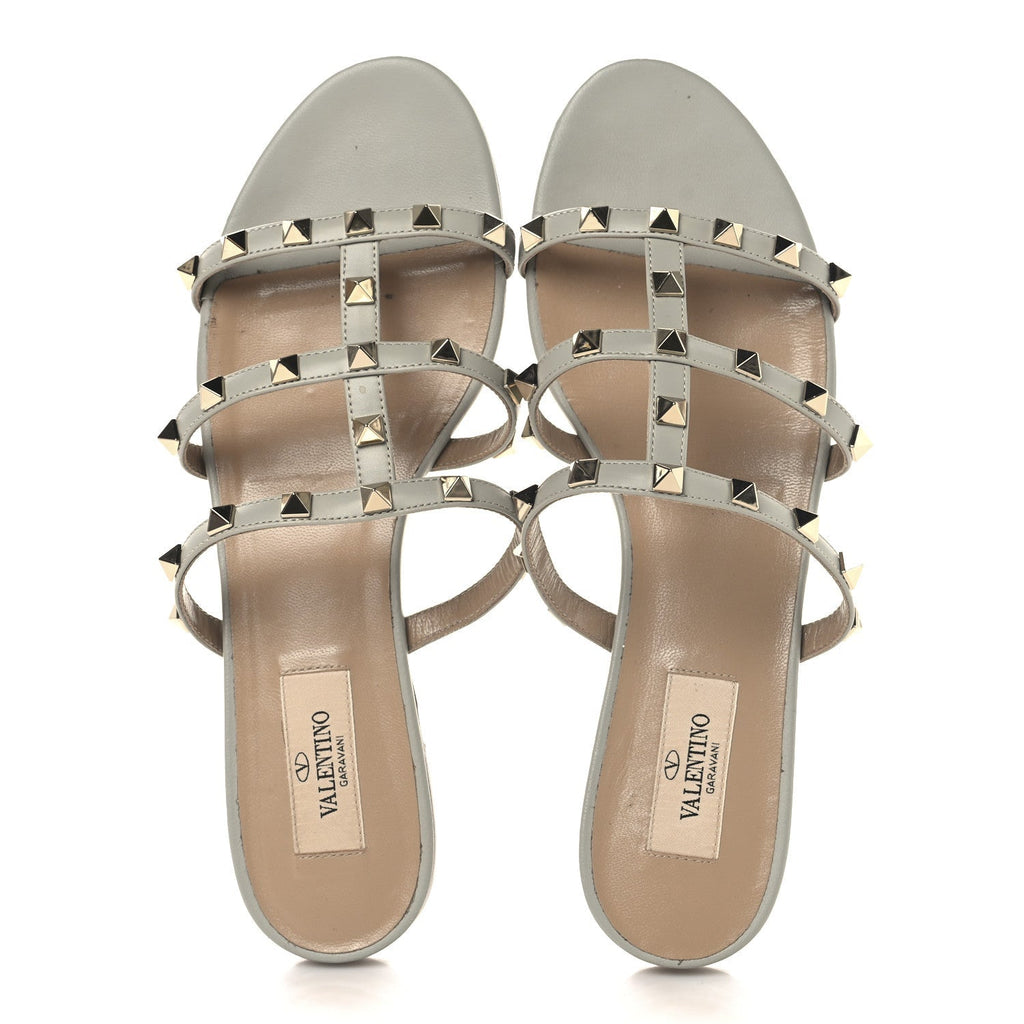 NAPPA ROCKSTUD CAGED FLAT SLIDE SANDALS GREY