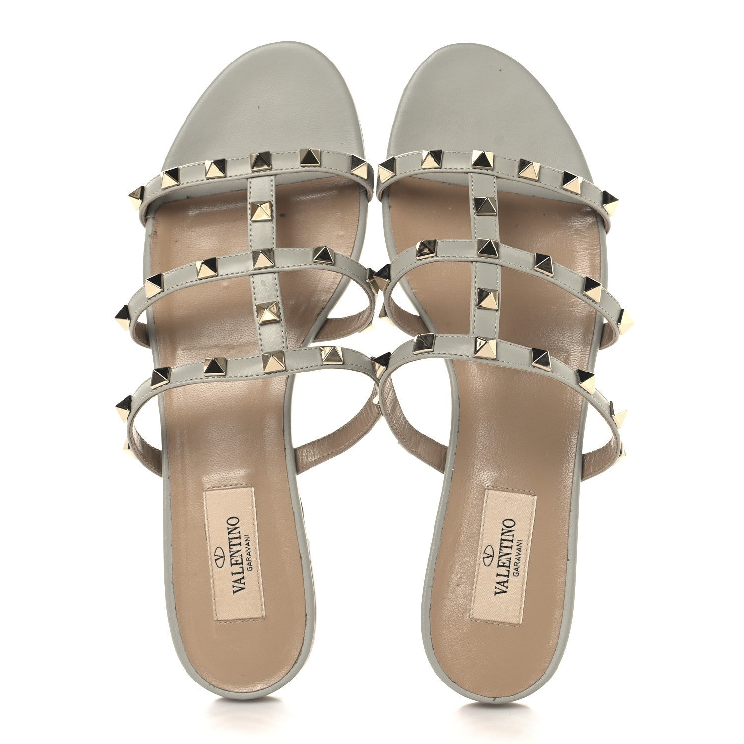 NAPPA ROCKSTUD CAGED FLAT SLIDE SANDALS GREY