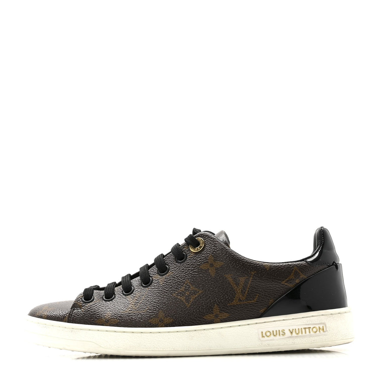 LOUIS VUITTON PATENT MONOGRAM FRONTROW SNEAKER BROWN