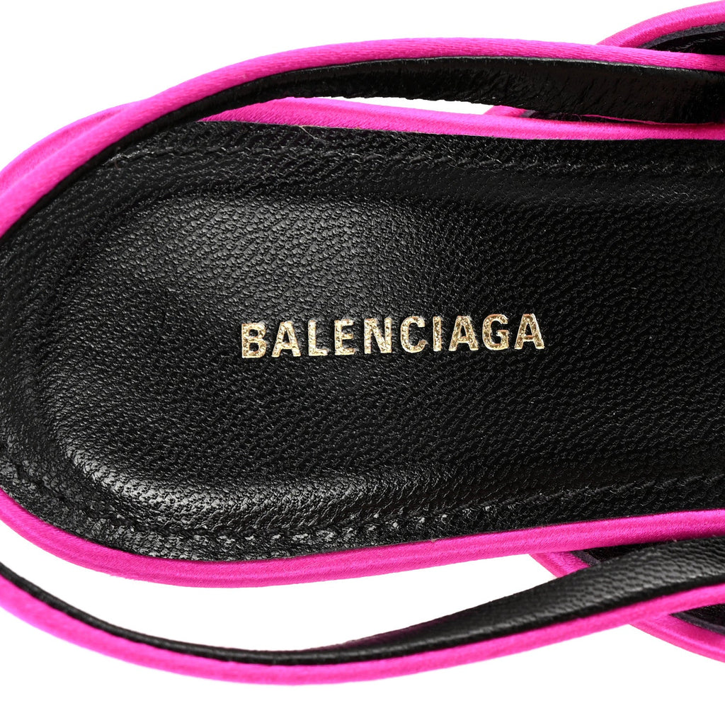SATIN POINTED TOE KNIFE SLINGBACK 40MM MULES ROSE FUCHSIA