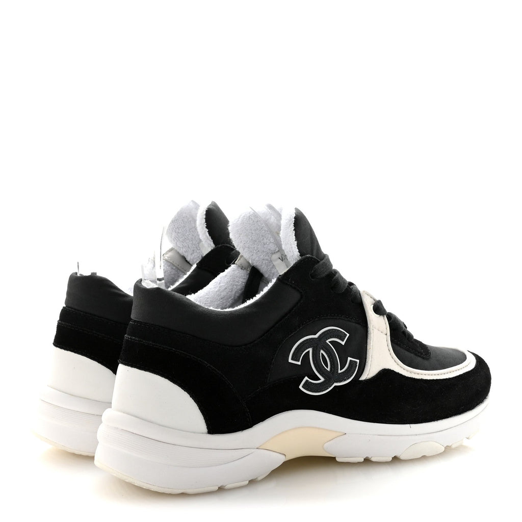 FABRIC CALFSKIN SUEDE CC SNEAKERS BLACK WHITE