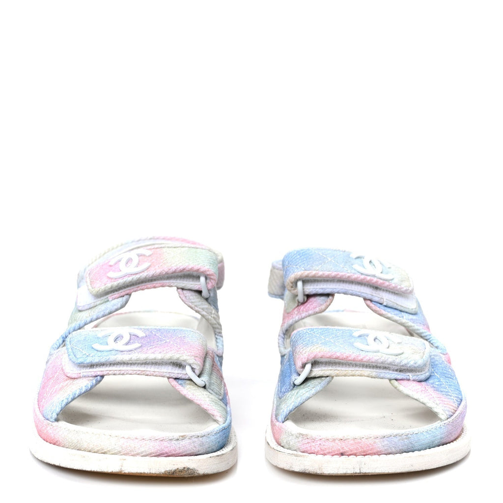 PRINTED FABRIC QUILTED DAD SANDALS GREEN PINK BLUE