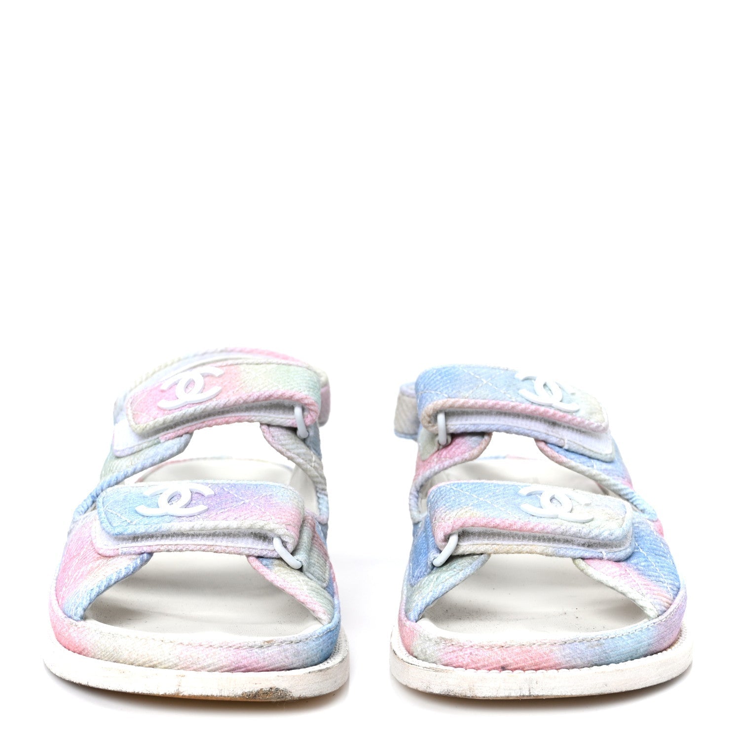 PRINTED FABRIC QUILTED DAD SANDALS GREEN PINK BLUE