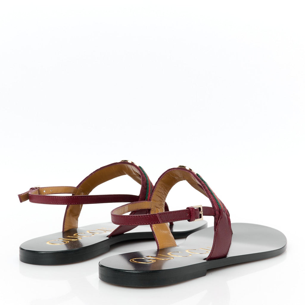 NEW CANVAS GG MALAGA KID WEB INTERLOCKING G WOMENS THONG SANDALS ROSSO ANCORA