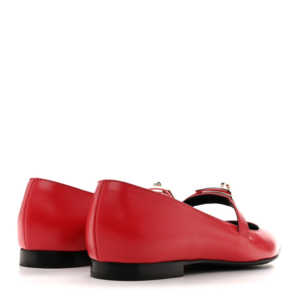 CALFSKIN KELLY BALLET FLATS ROUGE VIF