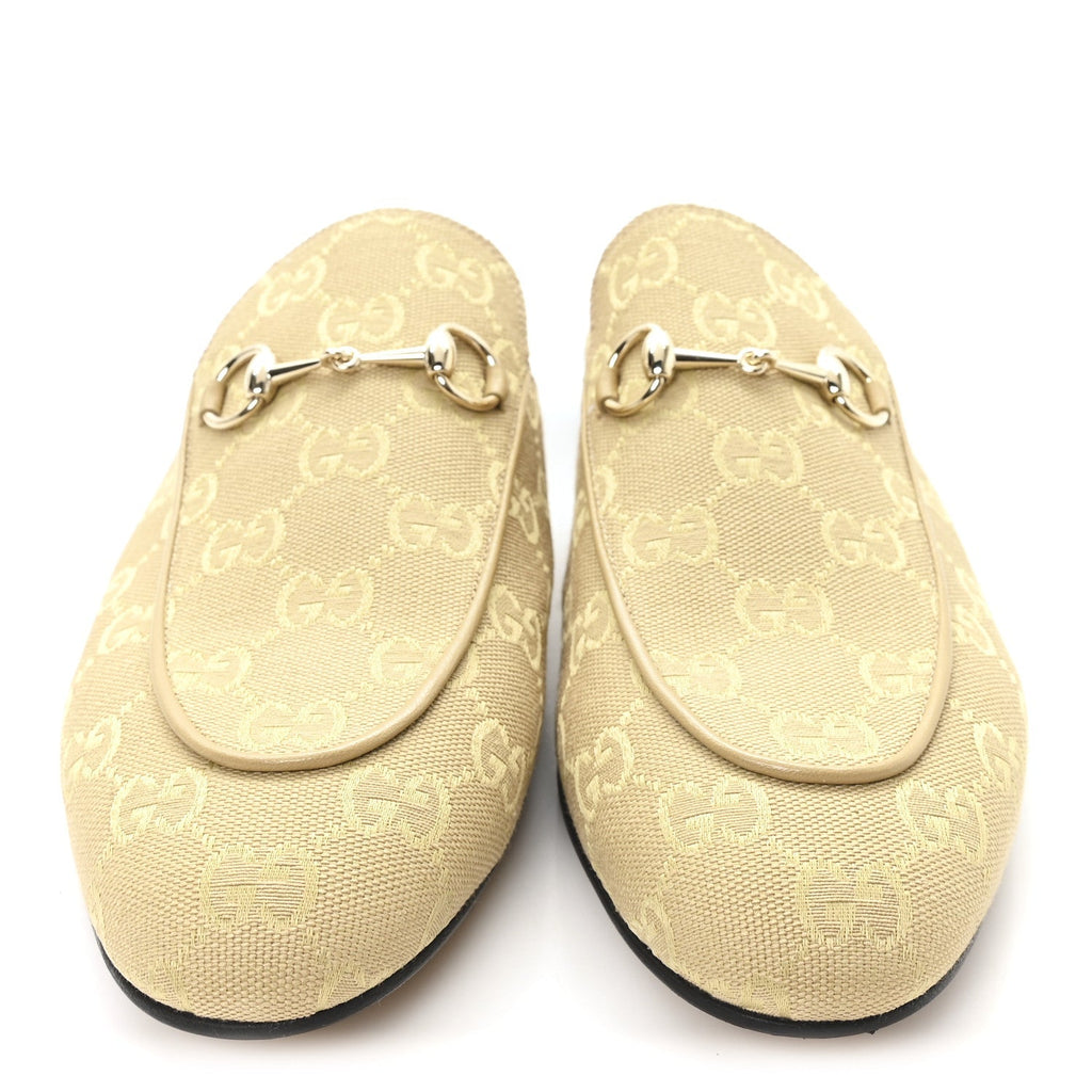 GG MONOGRAM CANVAS WOMENS PRINCETOWN SLIPPERS EGYPT SALT