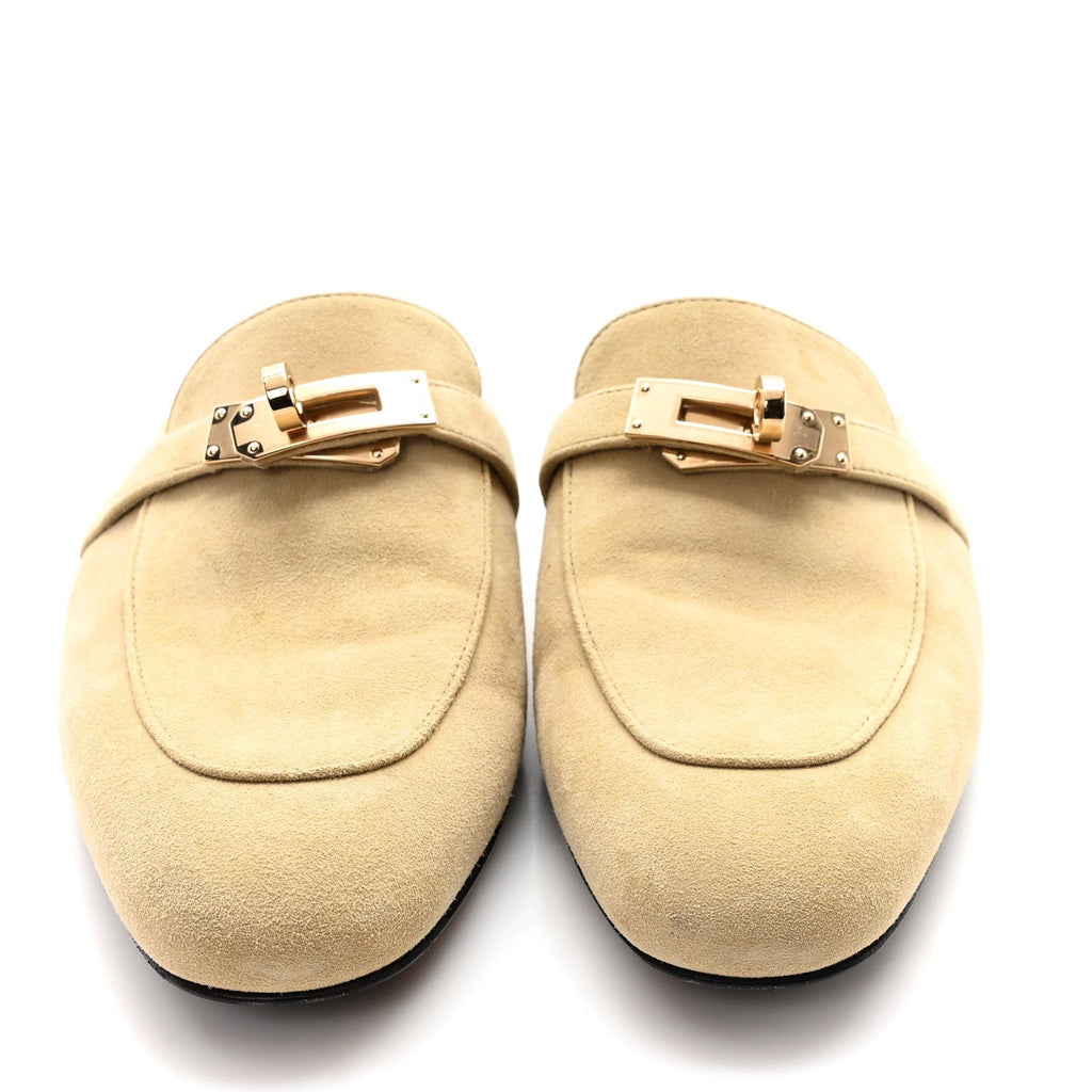 SUEDE GOATSKIN OZ MULES BEIGE SABLE