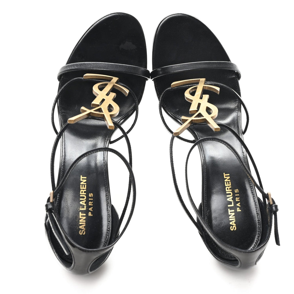 CALFSKIN CASSANDRA 100 ANKLE STRAP SANDALS BLACK