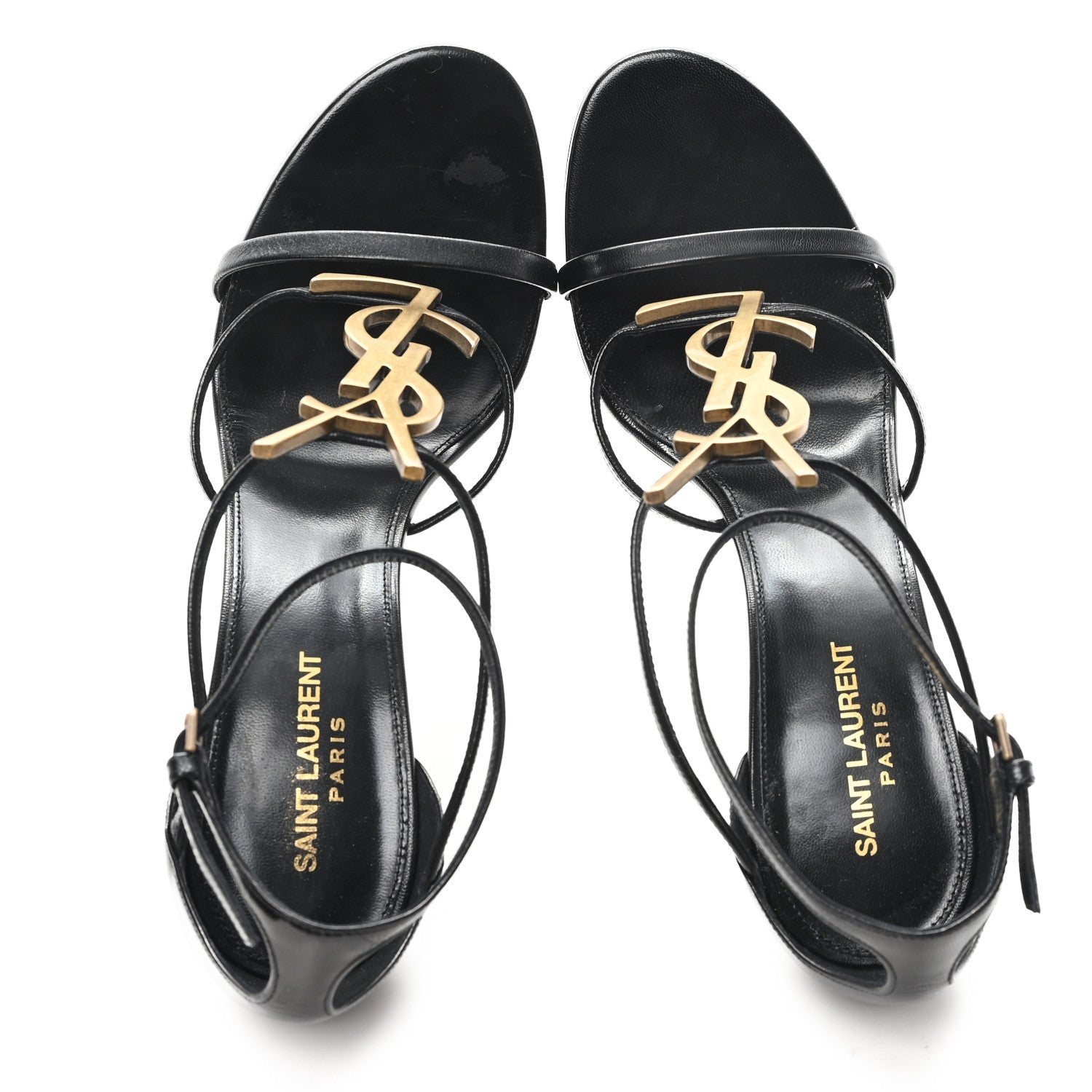 CALFSKIN CASSANDRA 100 ANKLE STRAP SANDALS BLACK