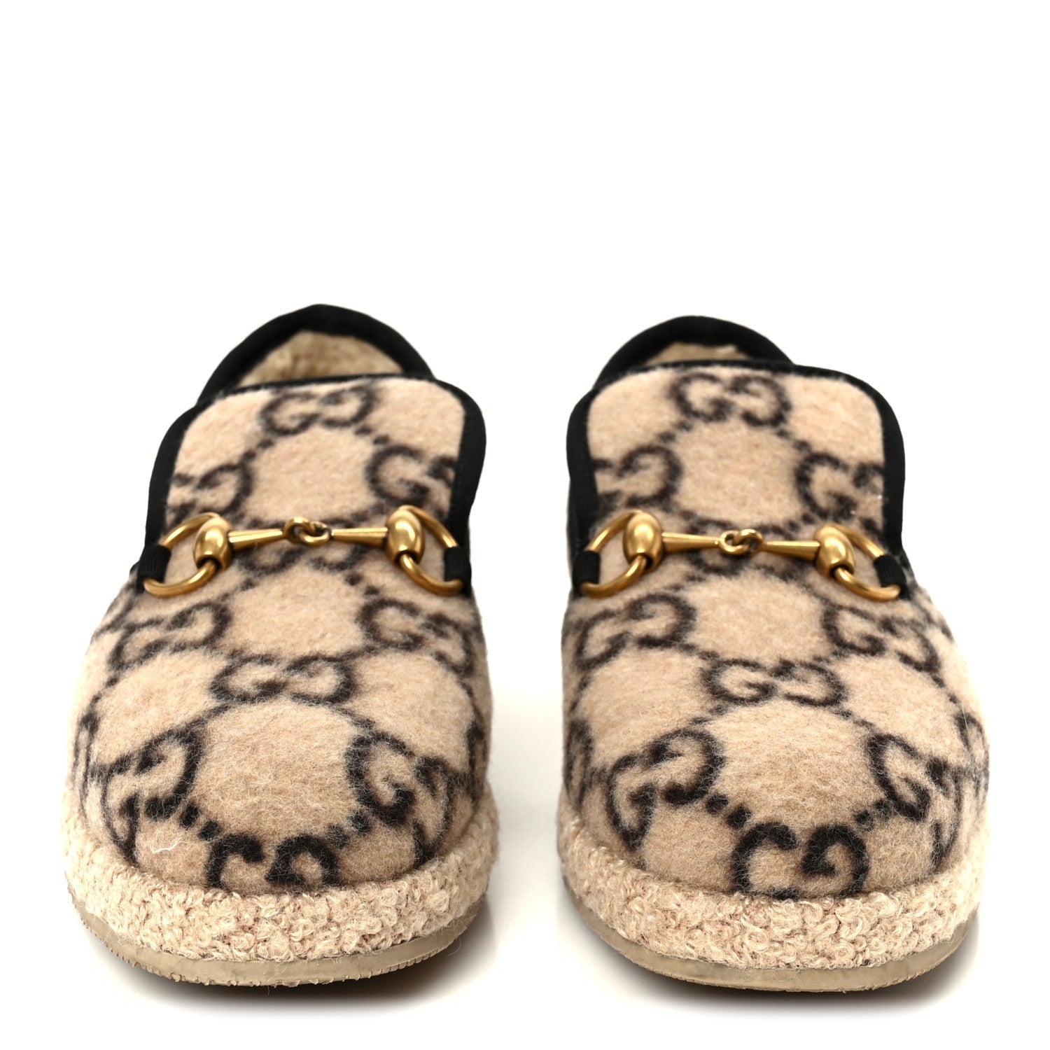 COVERED WOOL GG MONOGRAM WOMENS FRIA HORSEBIT LOAFERS BEIGE EBONY BLACK BUTTERSCOTCH