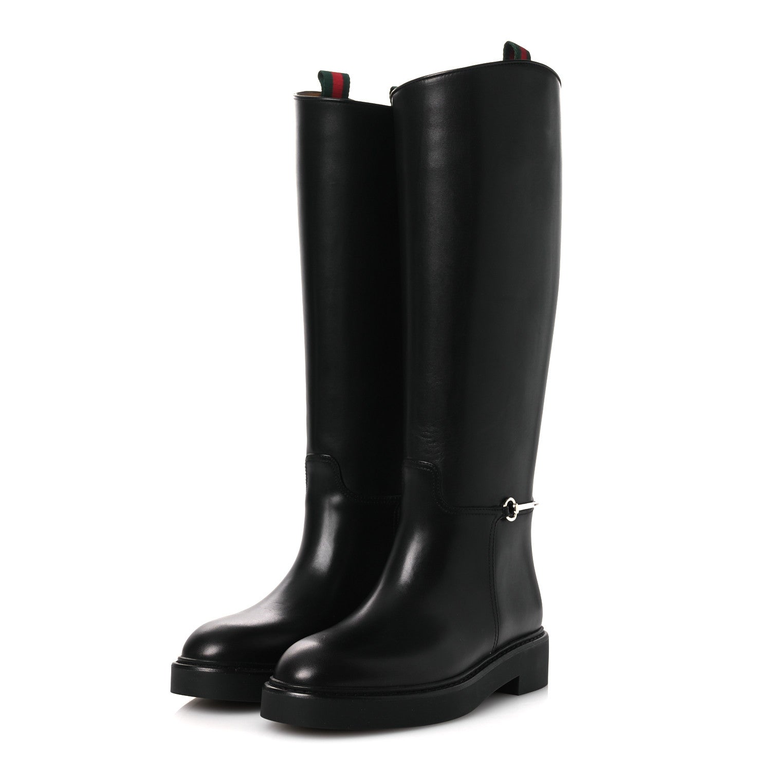 SHINY CALFSKIN MICHELANGELO SLIM HORSEBIT RIDING BOOTS BLACK
