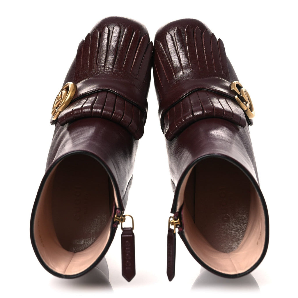 MALAGA KID GG MARMONT FRINGE 75MM ANKLE BOOTS VINTAGE BORDEAUX
