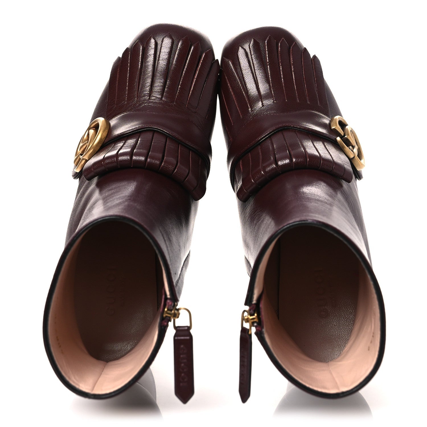 MALAGA KID GG MARMONT FRINGE 75MM ANKLE BOOTS VINTAGE BORDEAUX