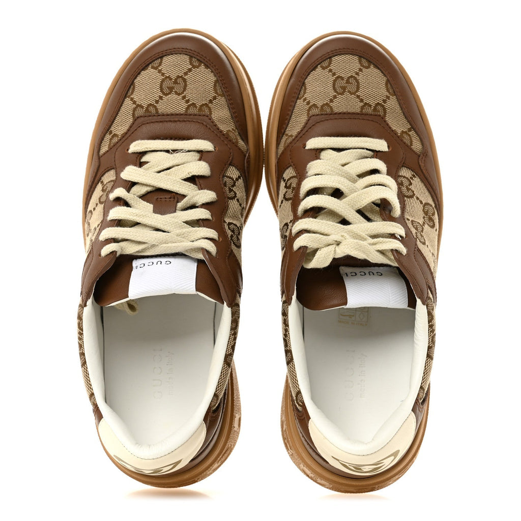 CALFSKIN GG MONOGRAM WOMENS PLATFORM 55MM SNEAKERS HEZELNUT BEIGE EBONY MYSTIC WHITE
