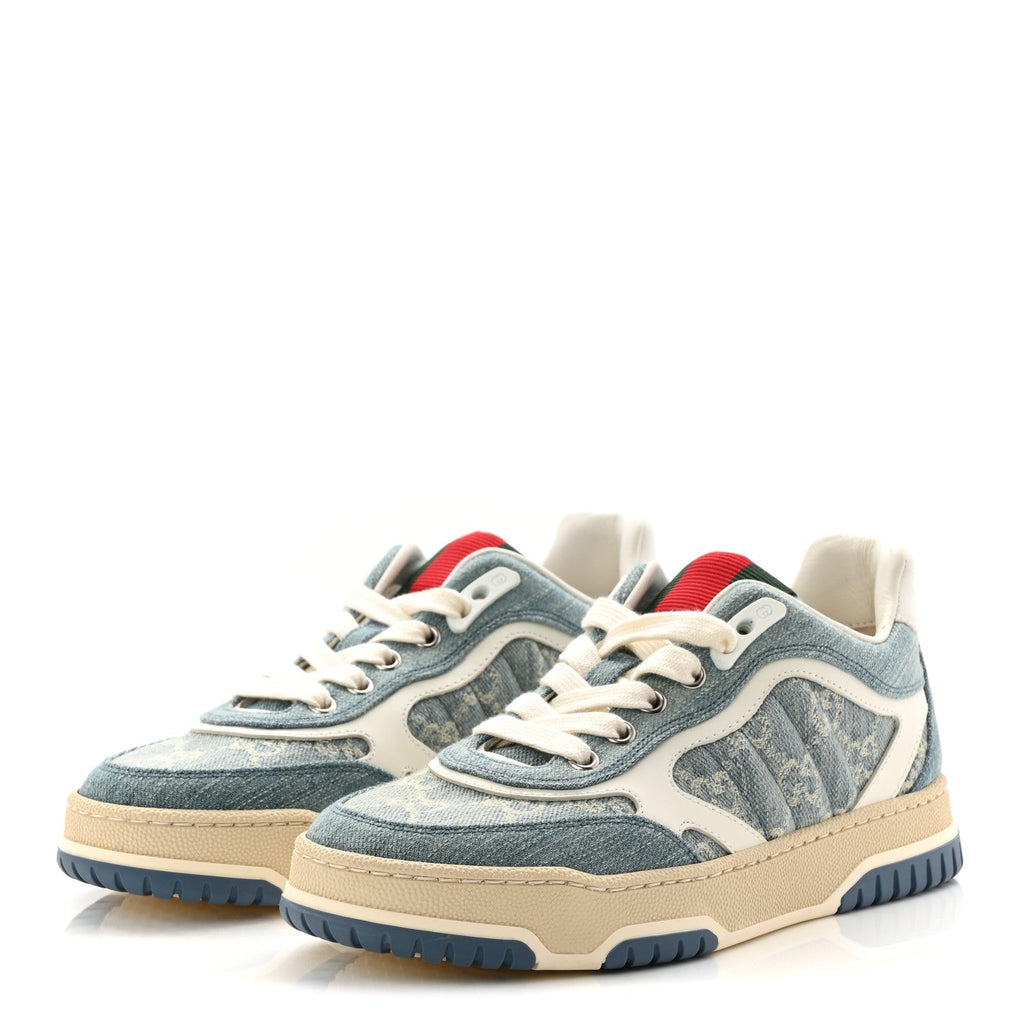 DENIM GG MONOGRAM WOMENS RE-WEB SNEAKERS LIGHT BLUE