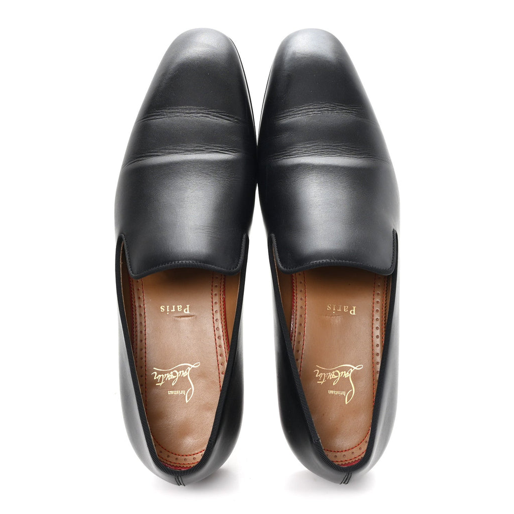 MENS CALFSKIN BROSSE DANDELION FLAT LOAFERS BLACK