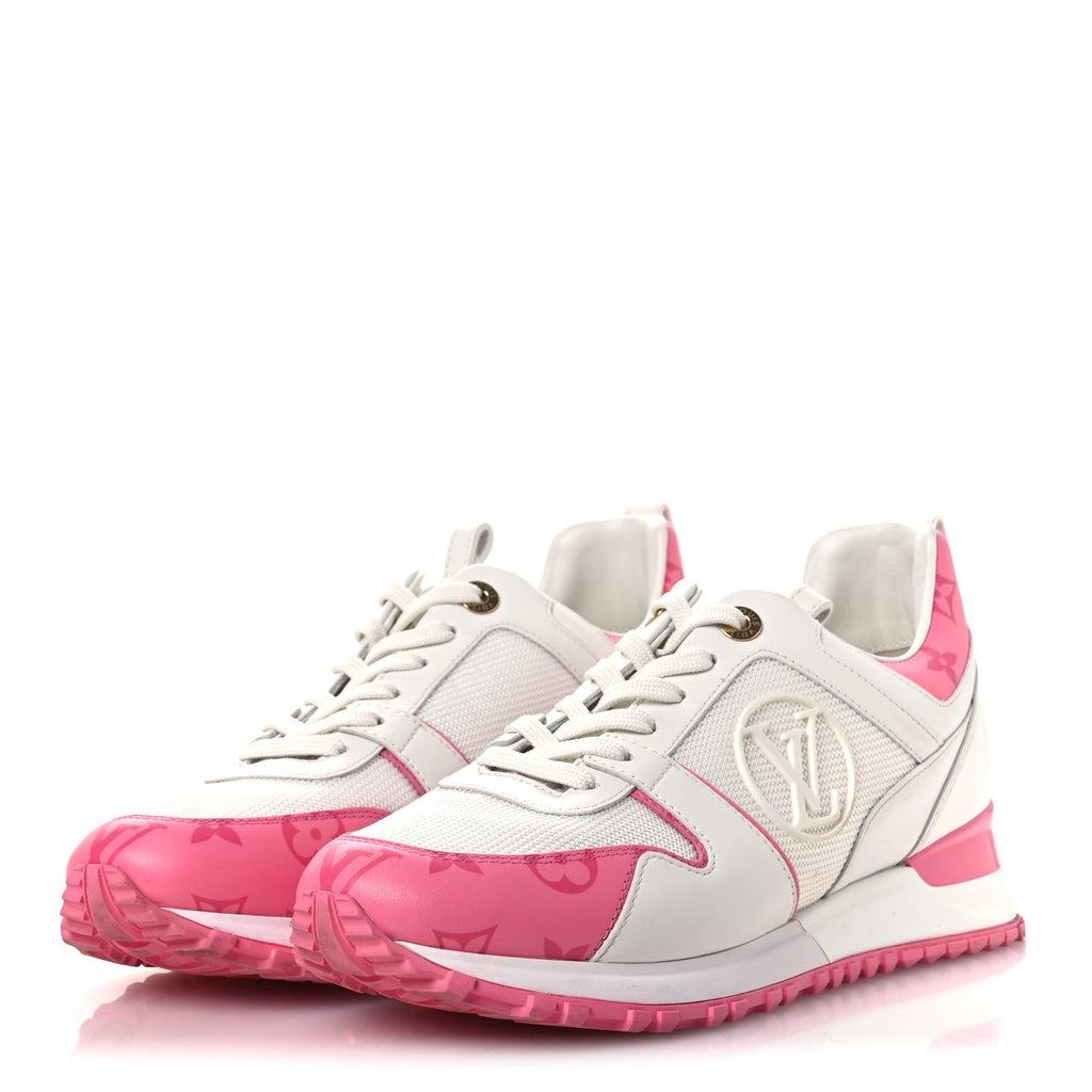 LOUIS VUITTON CALFSKIN MONOGRAM RUN AWAY SNEAKER WHITE PINK