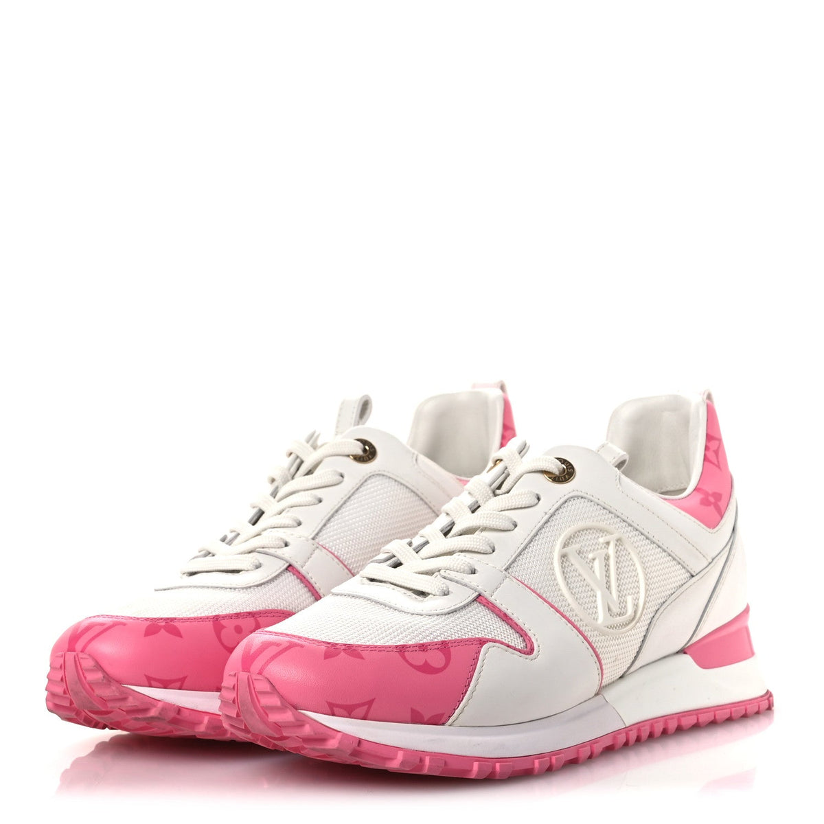 LOUIS VUITTON CALFSKIN MONOGRAM RUN AWAY SNEAKER WHITE PINK