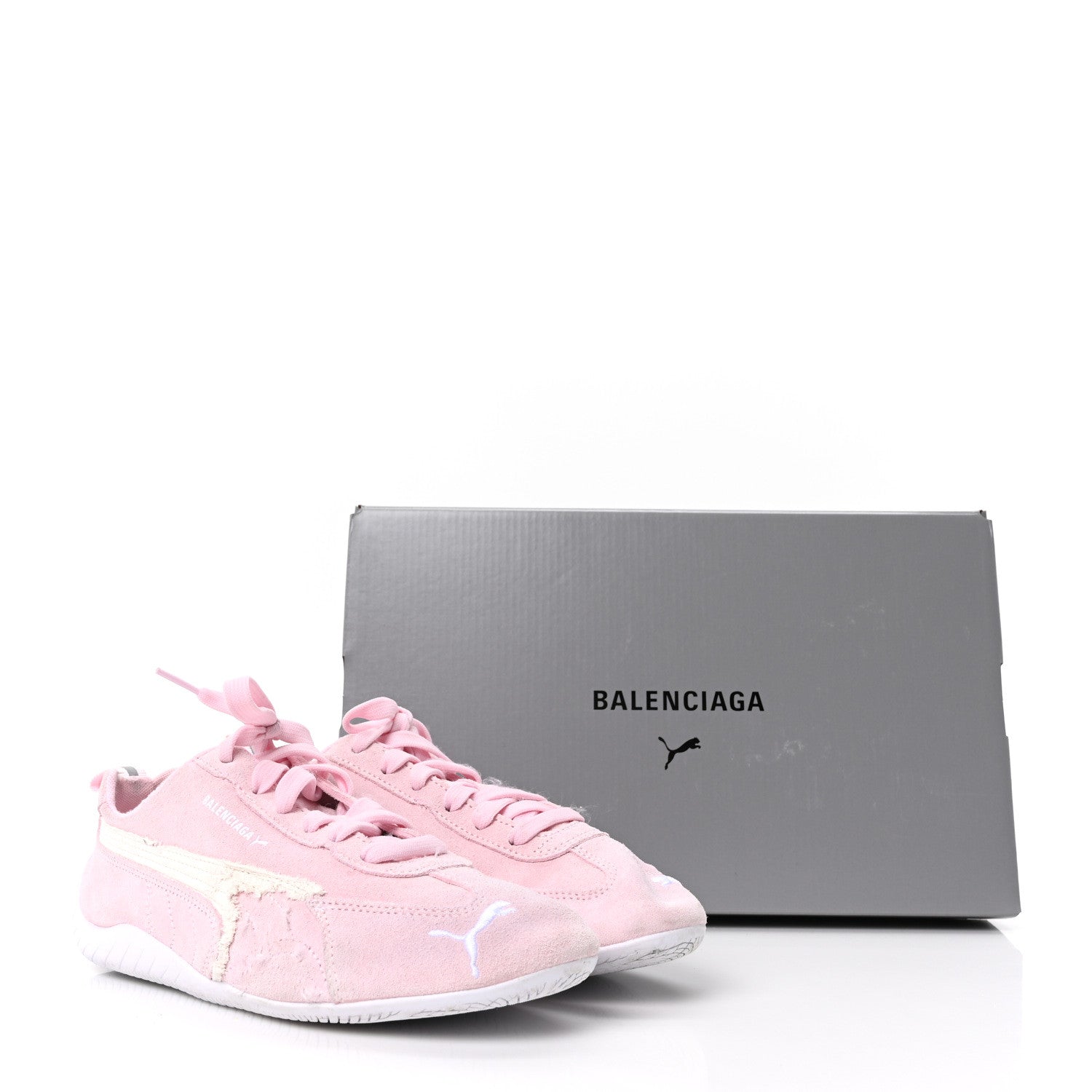 X PUMA SUEDE DISTRESSED MENS SPEEDCAT SNEAKERS WHITE PINK