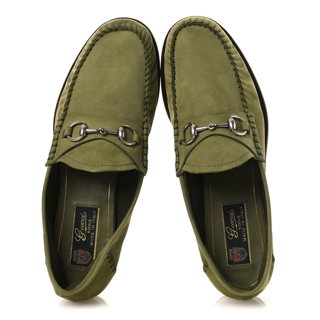 NUBUCK WOMENS HORSEBIT LOAFERS HERBS LIGHT GREEN