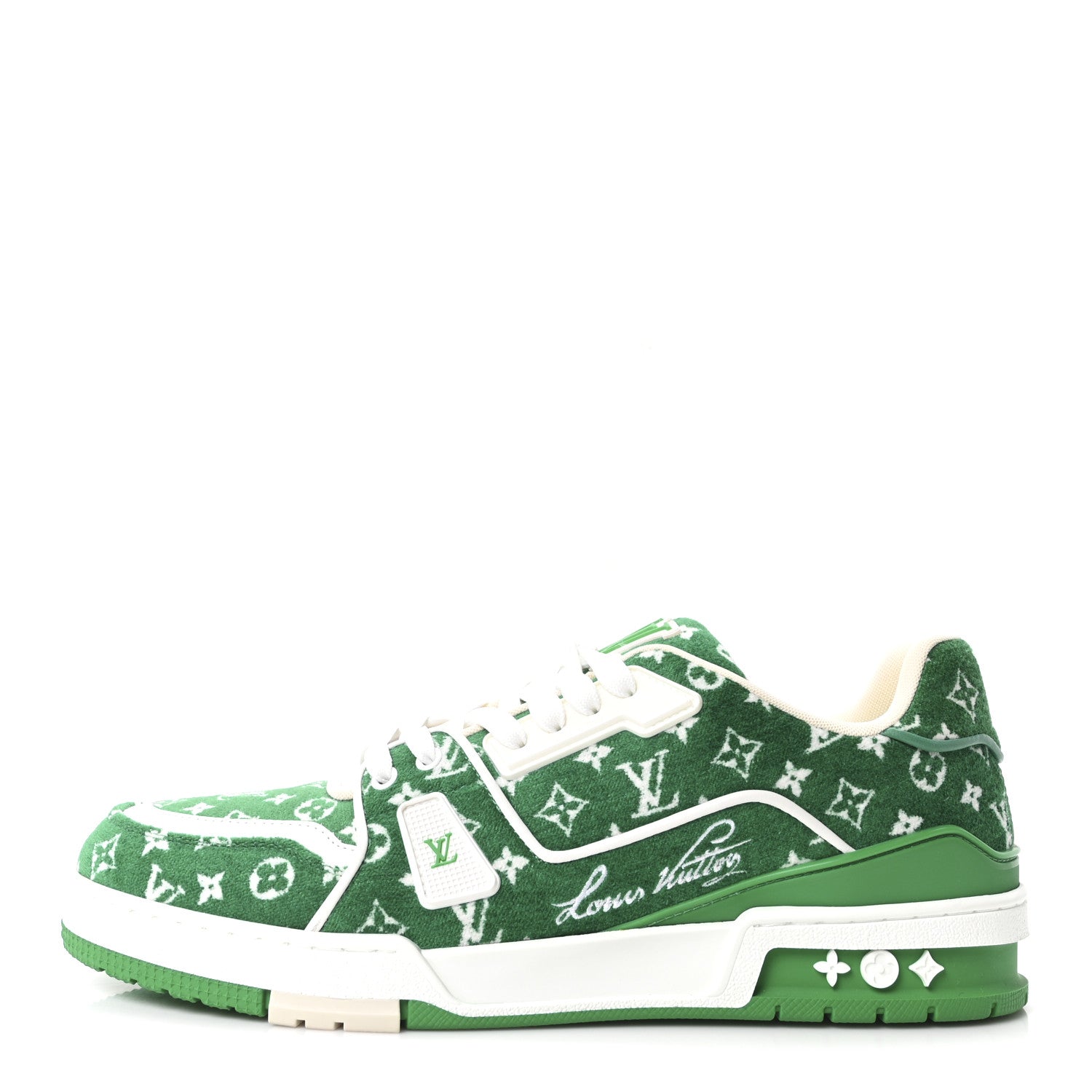 JACQUARD VELVET MONOGRAM MENS LV TRAINER SNEAKERS VERT
