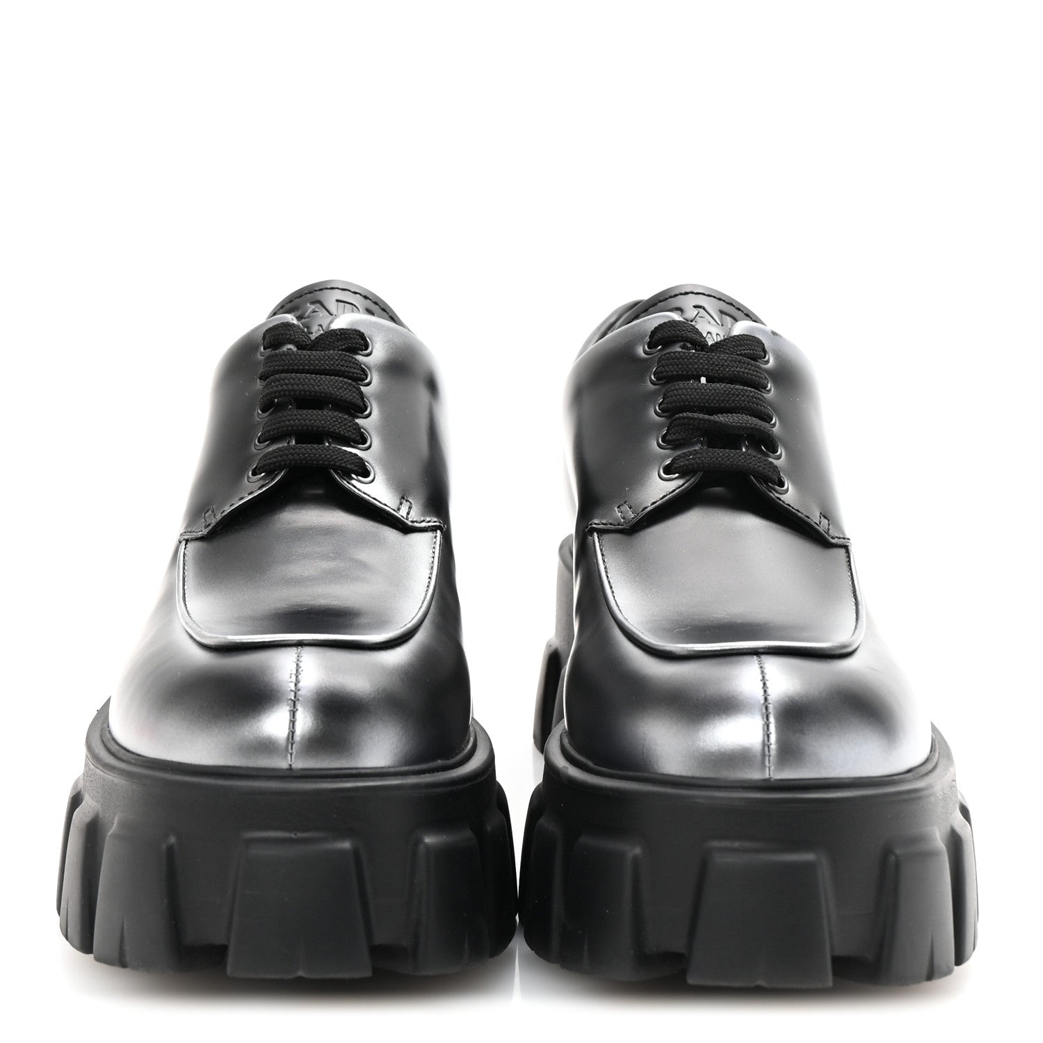 SPAZZOLATO ROIS SFUMATO MONOLITH 55MM DERBY LOAFERS BLACK ARGENTO