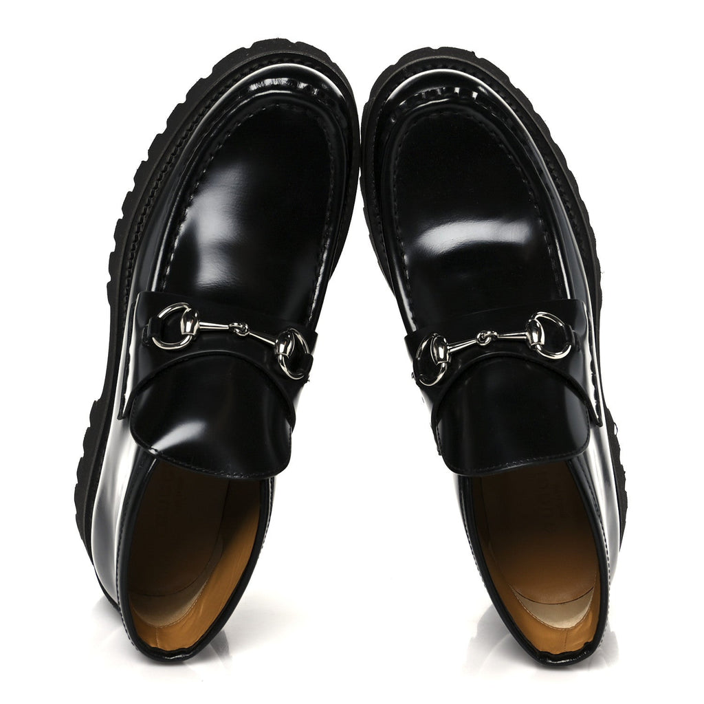 CORDOVAN LUX WOMENS HORSEBIT PLATFORM ANKLE BOOTS BLACK