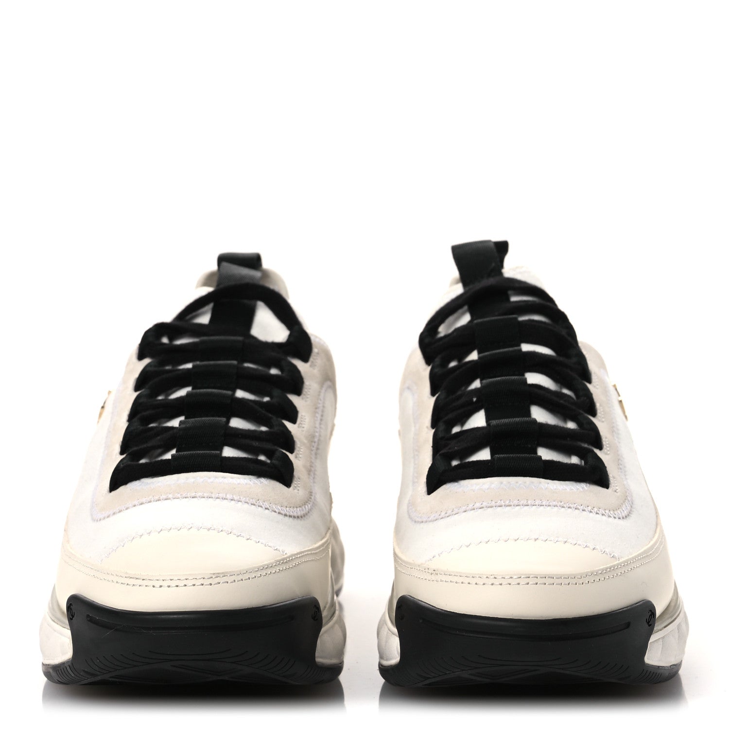 VELVET CALFSKIN MIXED FIBERS CC SNEAKERS IVORY BLACK