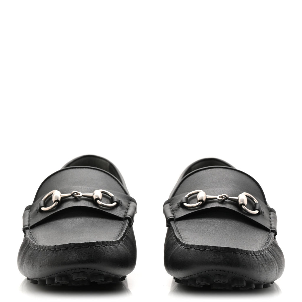 SOFT CLOVE CALFSKIN MENS HORSEBIT DRIVER LOAFERS BLACK