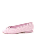 SUEDE QUILTED CAP TOE CC BALLERINA FLATS LIGHT PINK