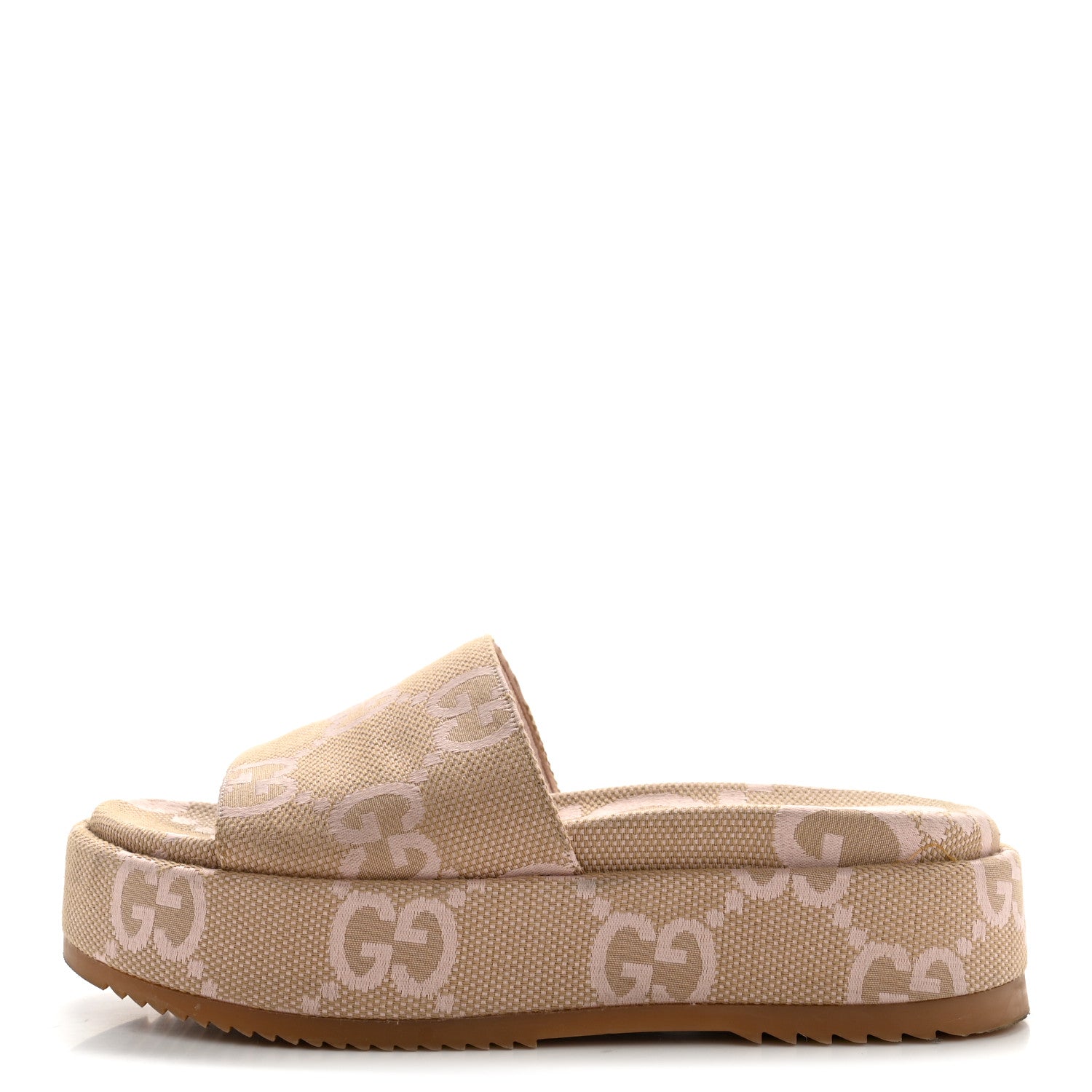 MONOGRAM JUMBO GG ANGELINA PLATFORM 55MM SLIDE SANDALS BEIGE PERFECT PINK