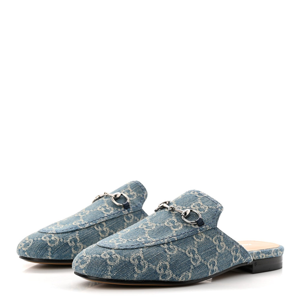NEW DENIM GG MALAGA KID WOMENS PRINCETOWN SLIPPERS LIGHT BLUE ROYALE