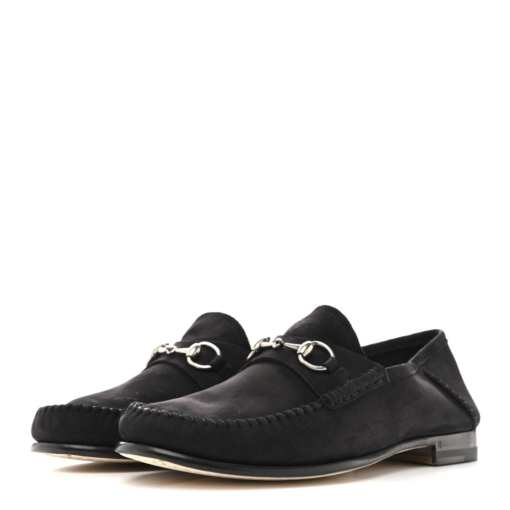 SUEDE CALFSKIN WOMENS 1953 HORSEBIT LOAFERS BLACK