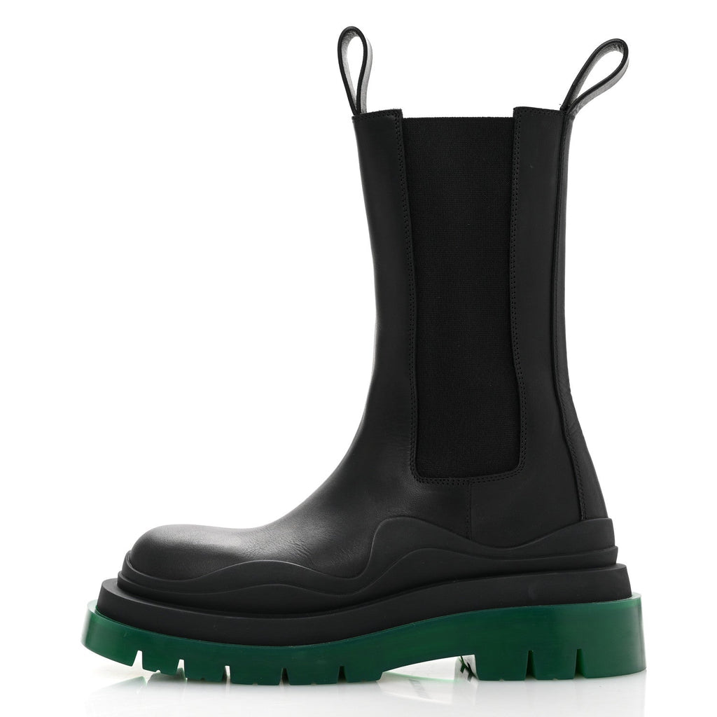 CALFSKIN THE TIRE CHELSEA BOOTS BLACK GREEN
