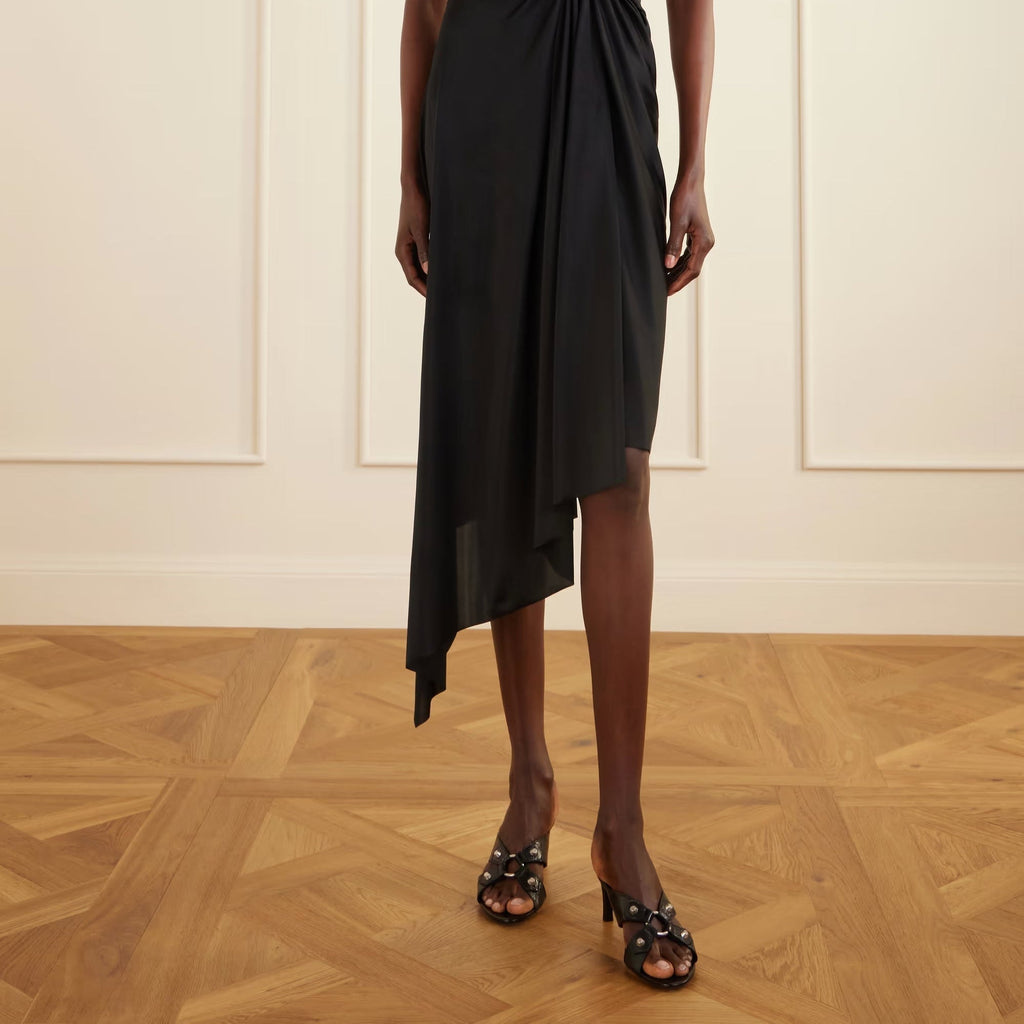 BALENCIAGA EMBELLISHED CRINKLED-LEATHER SANDALS