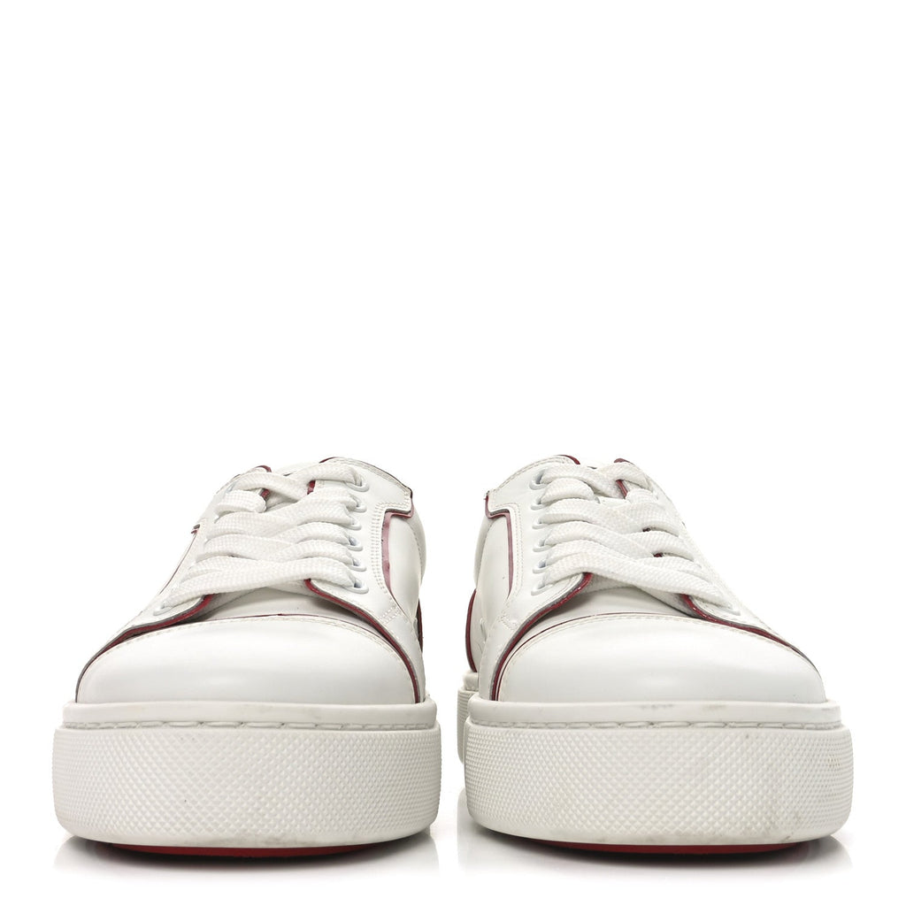 CALFSKIN PATENT VIEIRISSIMA FLAT SNEAKERS WHITE LOUBI