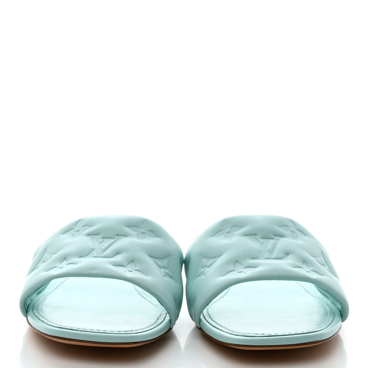 LOUIS VUITTON REVIVAL FLAT MULE IN VERT D'EAU LAMBSKIN