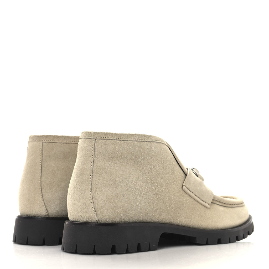 SUEDE MENS HORSEBIT ANKLE BOOTS BEIGE