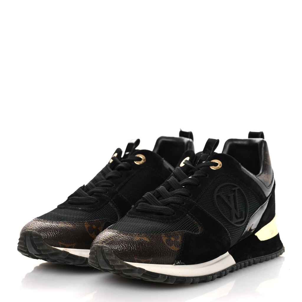LOUIS VUITTON SUEDE MONOGRAM RUN AWAY SNEAKER BLACK