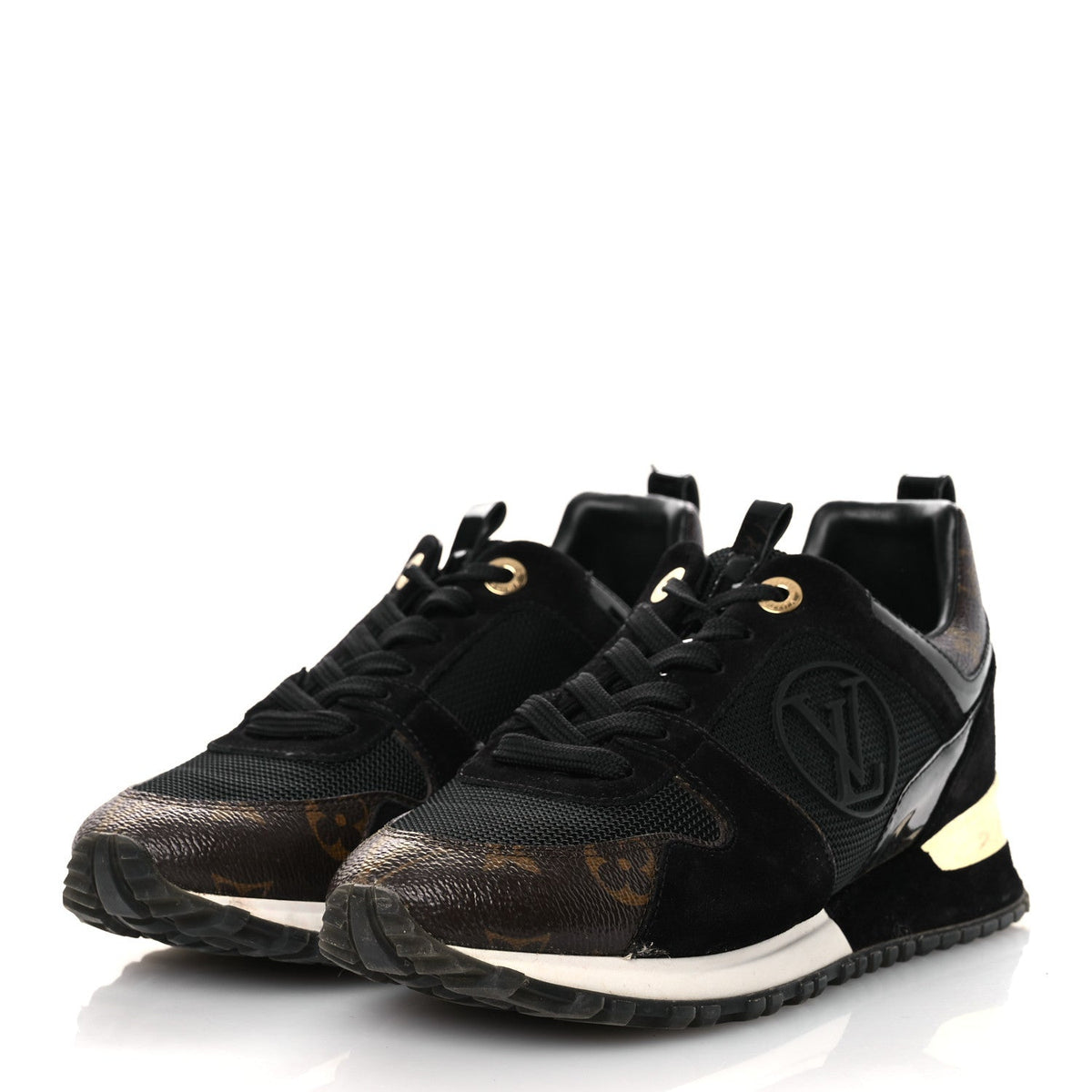 LOUIS VUITTON SUEDE MONOGRAM RUN AWAY SNEAKER BLACK