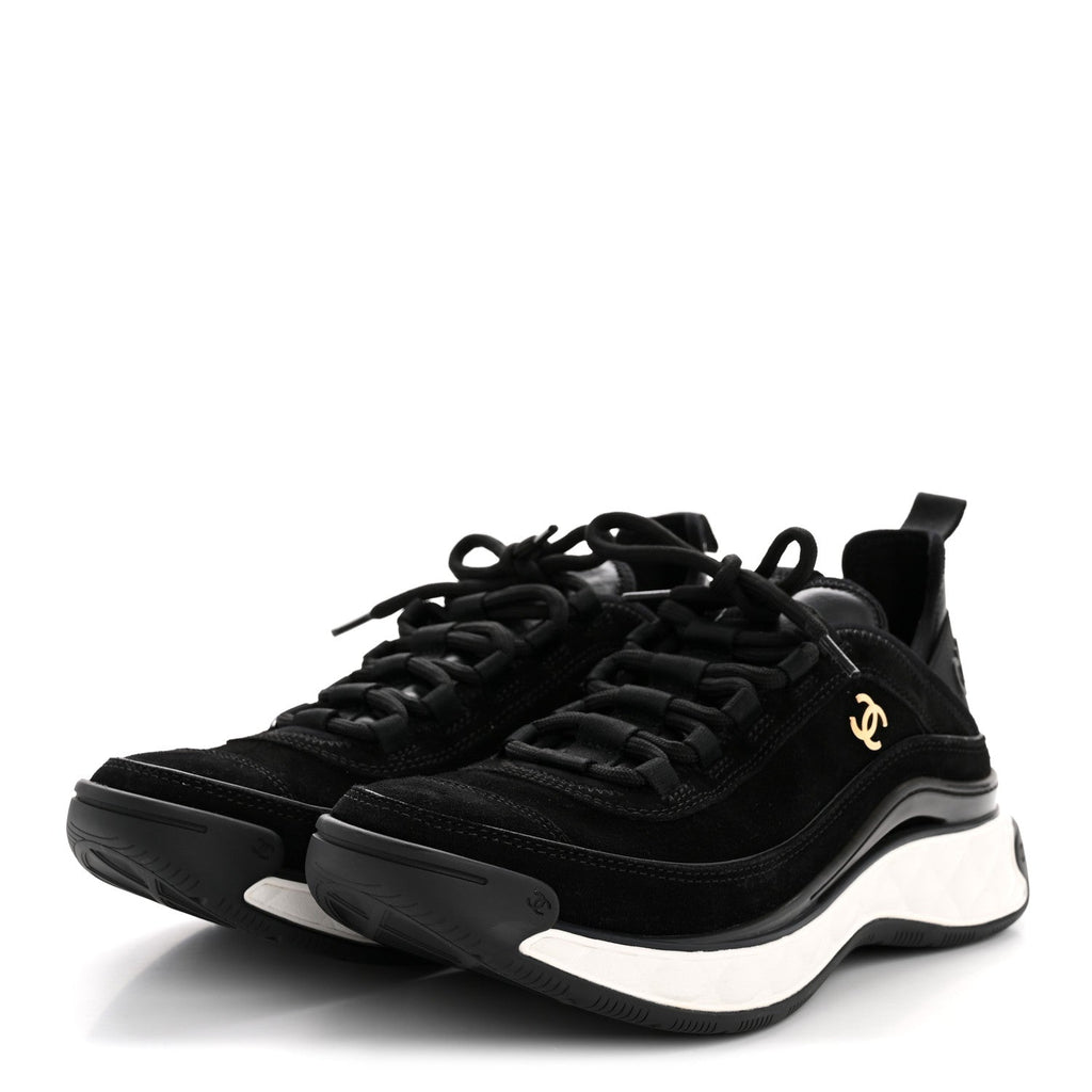 SUEDE CALFSKIN NYLON GROSGRAIN CC SNEAKERS BLACK