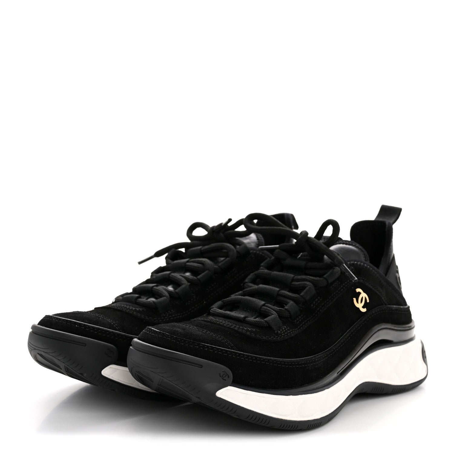 SUEDE CALFSKIN NYLON GROSGRAIN CC SNEAKERS BLACK