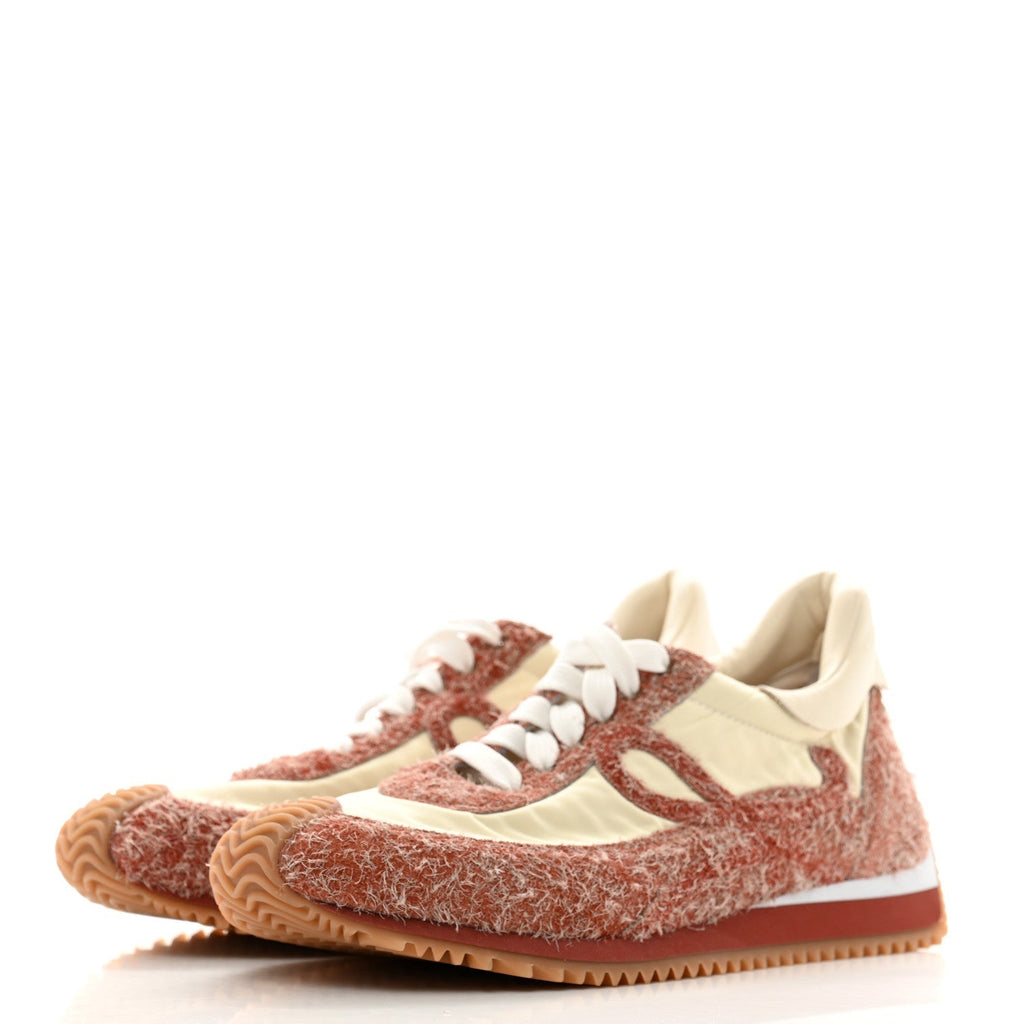 NYLON BRUSHED SUEDE FLOW RUNNER SNEAKERS RED SOFT WHITE