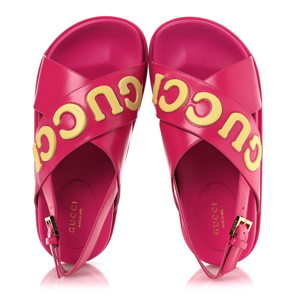 CALFSKIN ELIZABETH NAPPA CHARLOTTE LOGO SLINGBACK SANDALS FANCY FUCHSIA