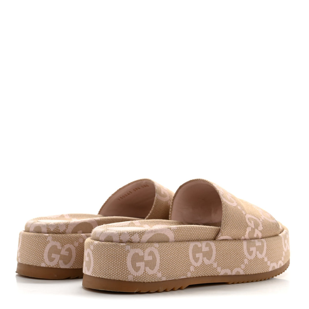 MONOGRAM JUMBO GG ANGELINA PLATFORM 55MM SLIDE SANDALS BEIGE PERFECT PINK